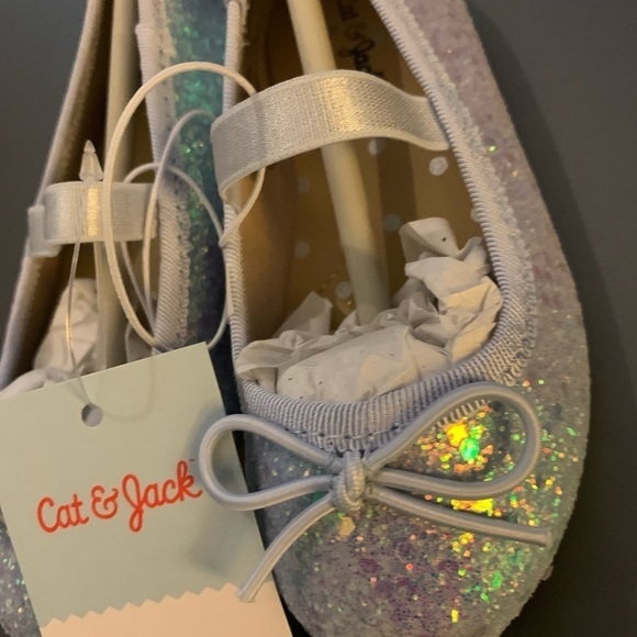 Cat & Jack Toddler Girls Lily Glitter Slip On Ballet Flats Purple Size 6 - Picture 9 of 12